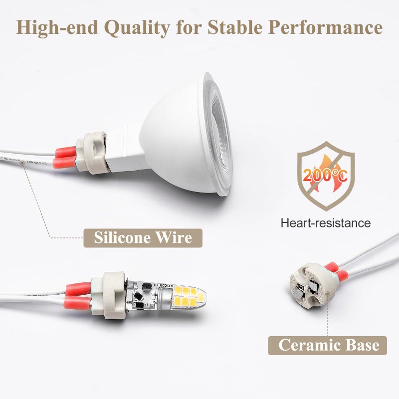 DiCUNO G4, GU5.3 Bi-Pin Ceramic Base Socket, MR16, MR11 Halogen Incandescent LED Bulb Holder Wire Connector (6pcs) - Image 5